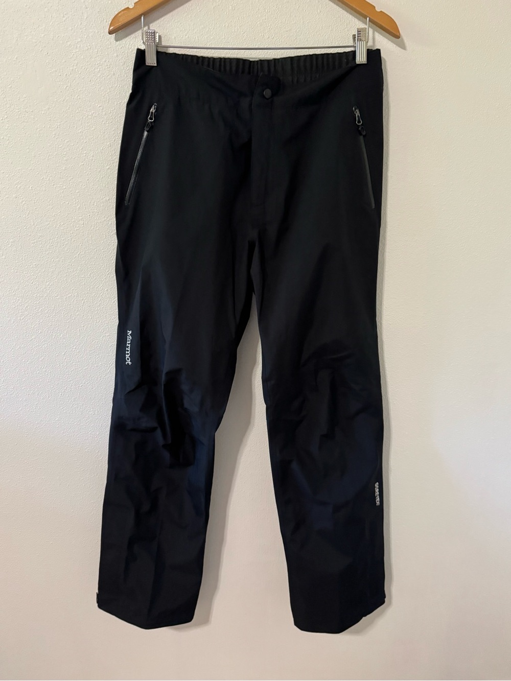 Marmot Gore-Tex Minimalist Rain Pants Black Waterproof Zip Ankle Lightweight-M
